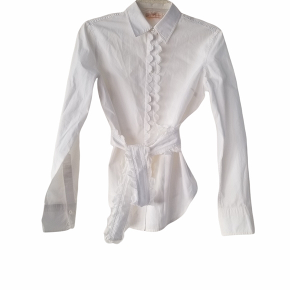 Tory Burch Tops - TORY BURCH Scalloped Cotton Button-Down | SZ 6
